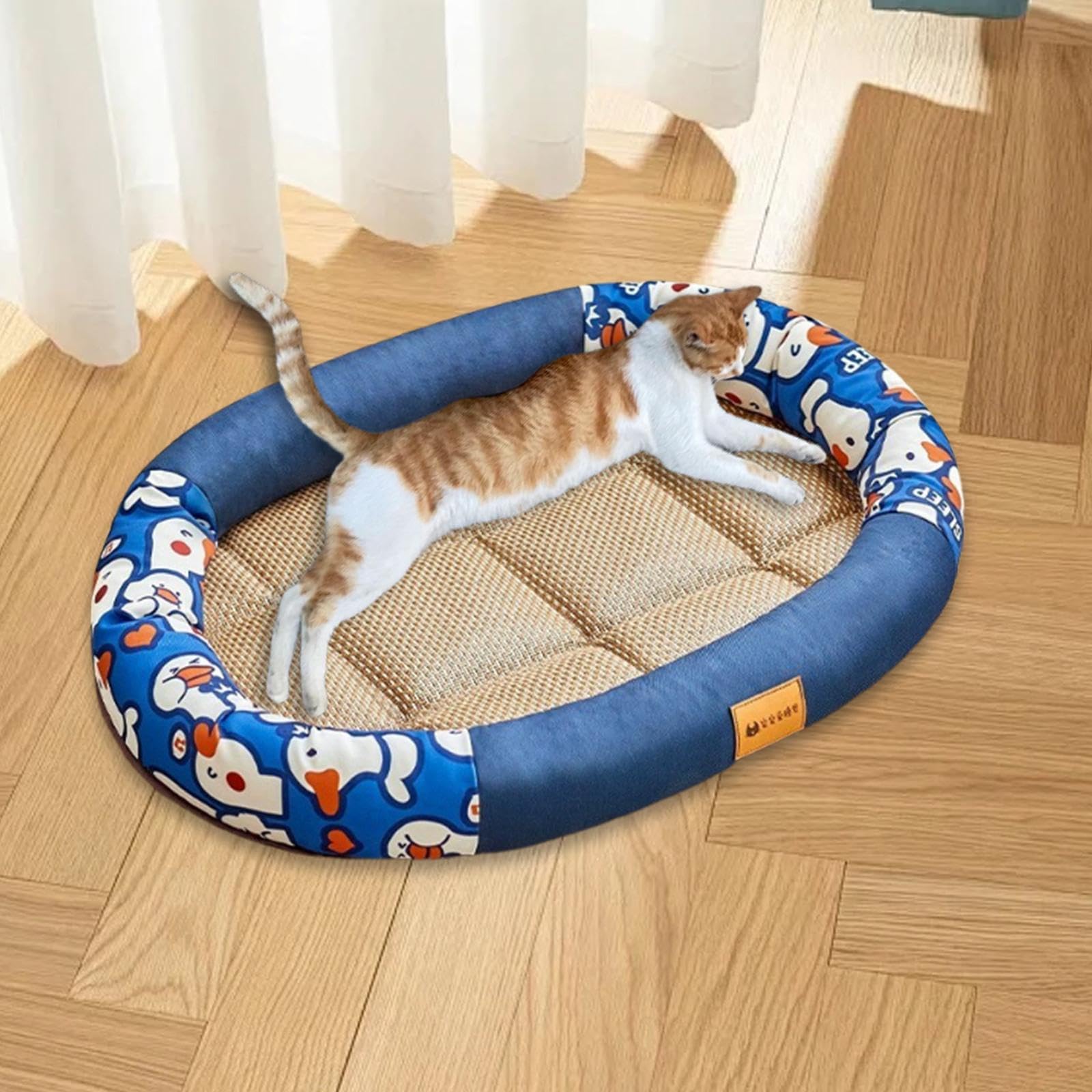 Cuccia per Gatti da Interno per Il Caldo Estivo, Materassino per Cani di Piccola Taglia E Gattini, Blu