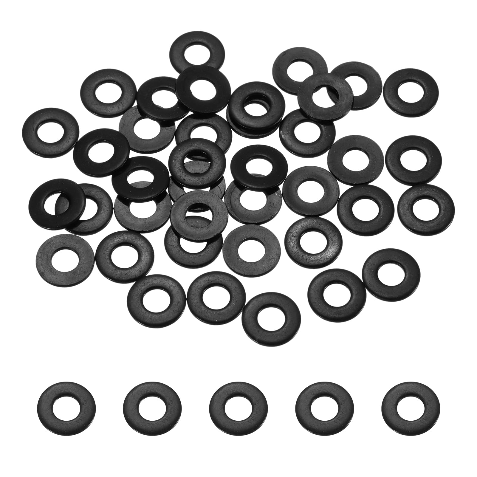 sourcing map 120 Pcs #10 ID x 1/2"mm OD Flat Washers, 304 Stainless Steel Metal Washers Black Zinc Sealing Crush Rings for Screws and Bolts