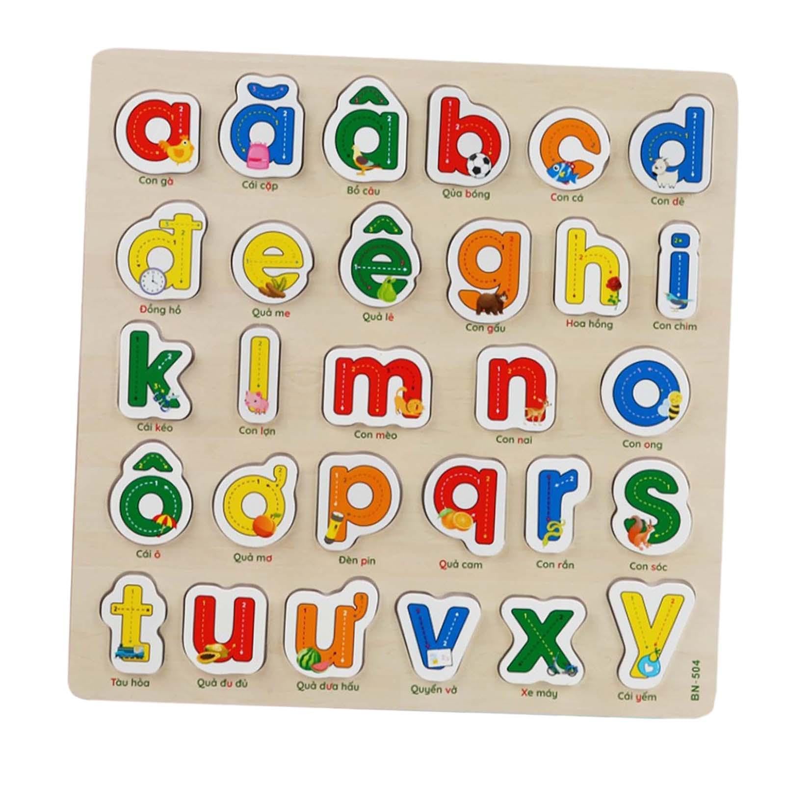 THE STYLE SUTRA Wooden Alphabet Puzzle Board Colorful Teaching