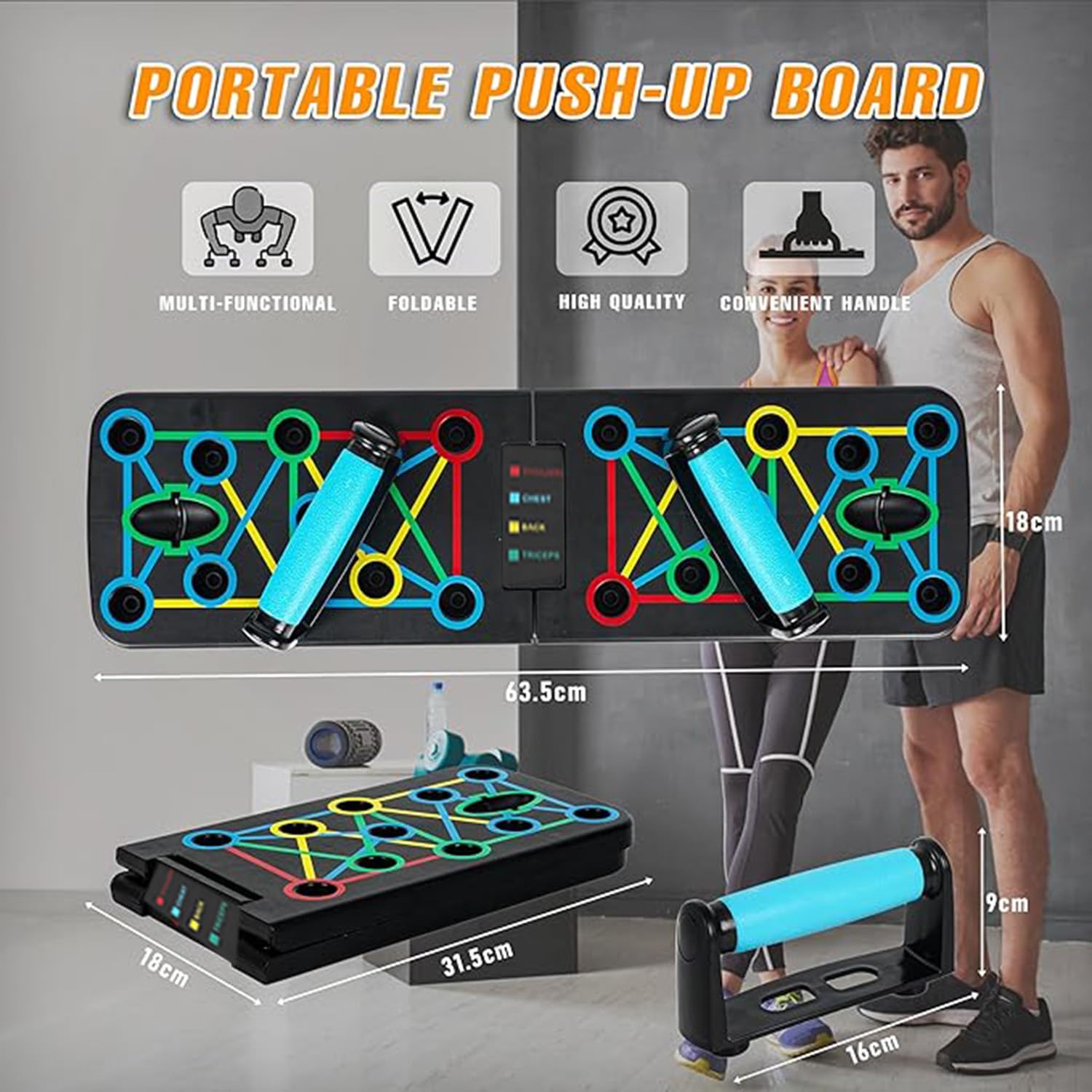 Push-upboard, opvouwbaar, draagbaar, 17-in-1 push-up-standaard