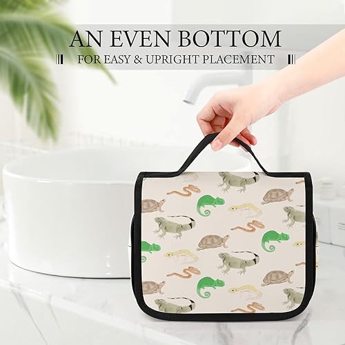 Miniatura 3 de Bolsa de aseo para reptiles de lagarto, tortuga, leopardo, Gecko, para mujer, bolsa de maquillaje de viaje, organizador de cosméticos con gancho