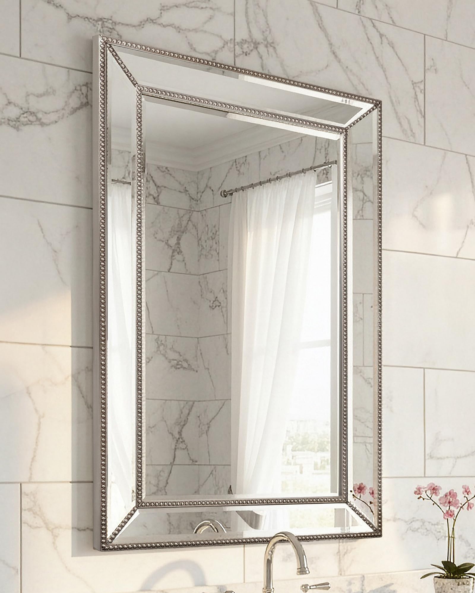 Head West Silver Beaded Mirror