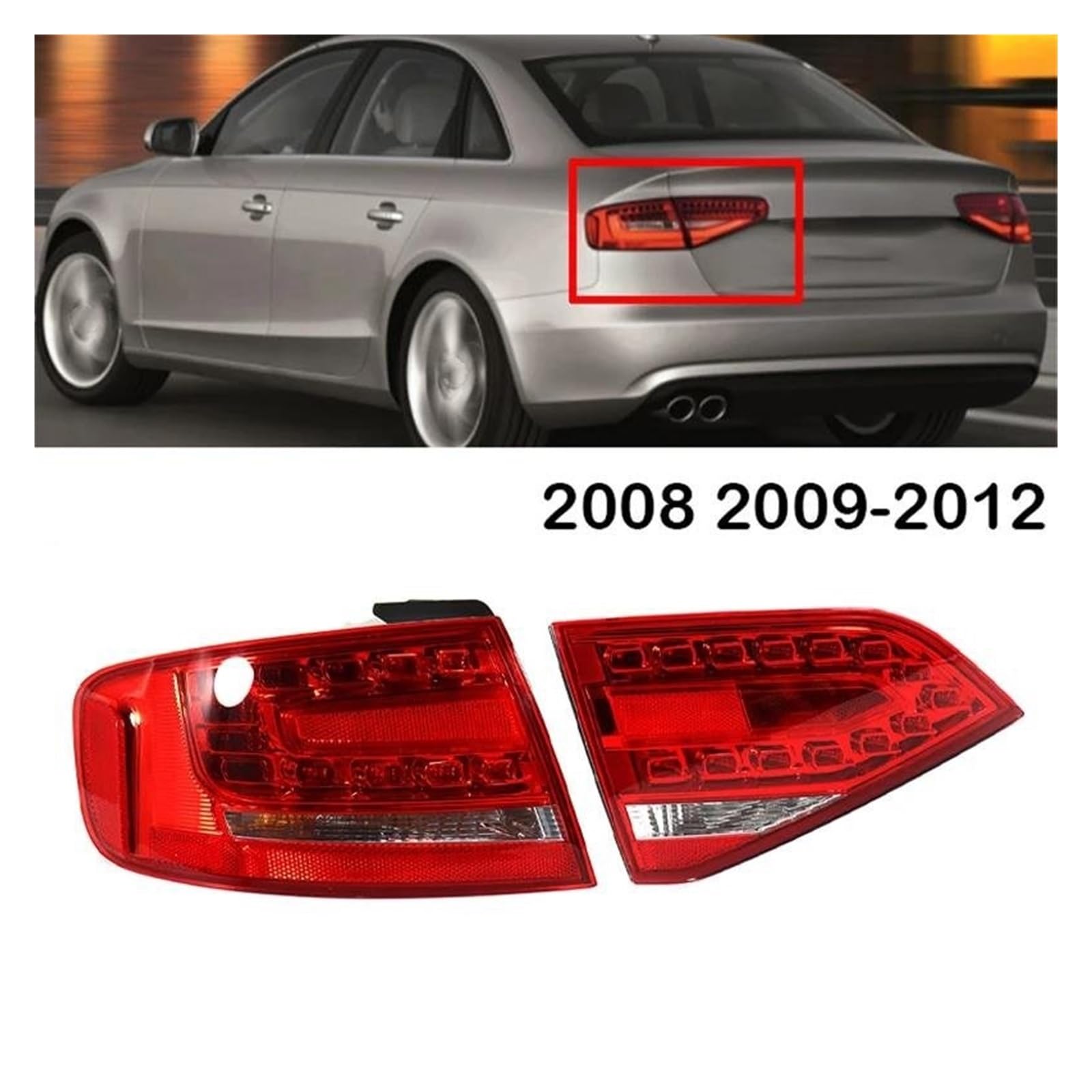 Luces Antiniebla Traseras Para A4 B8 2008-2012 8K5945093B 8K5945094B LED luz trasera de coche luces freno conjunto lámpara Kit De Luces Traseras(Inner L)