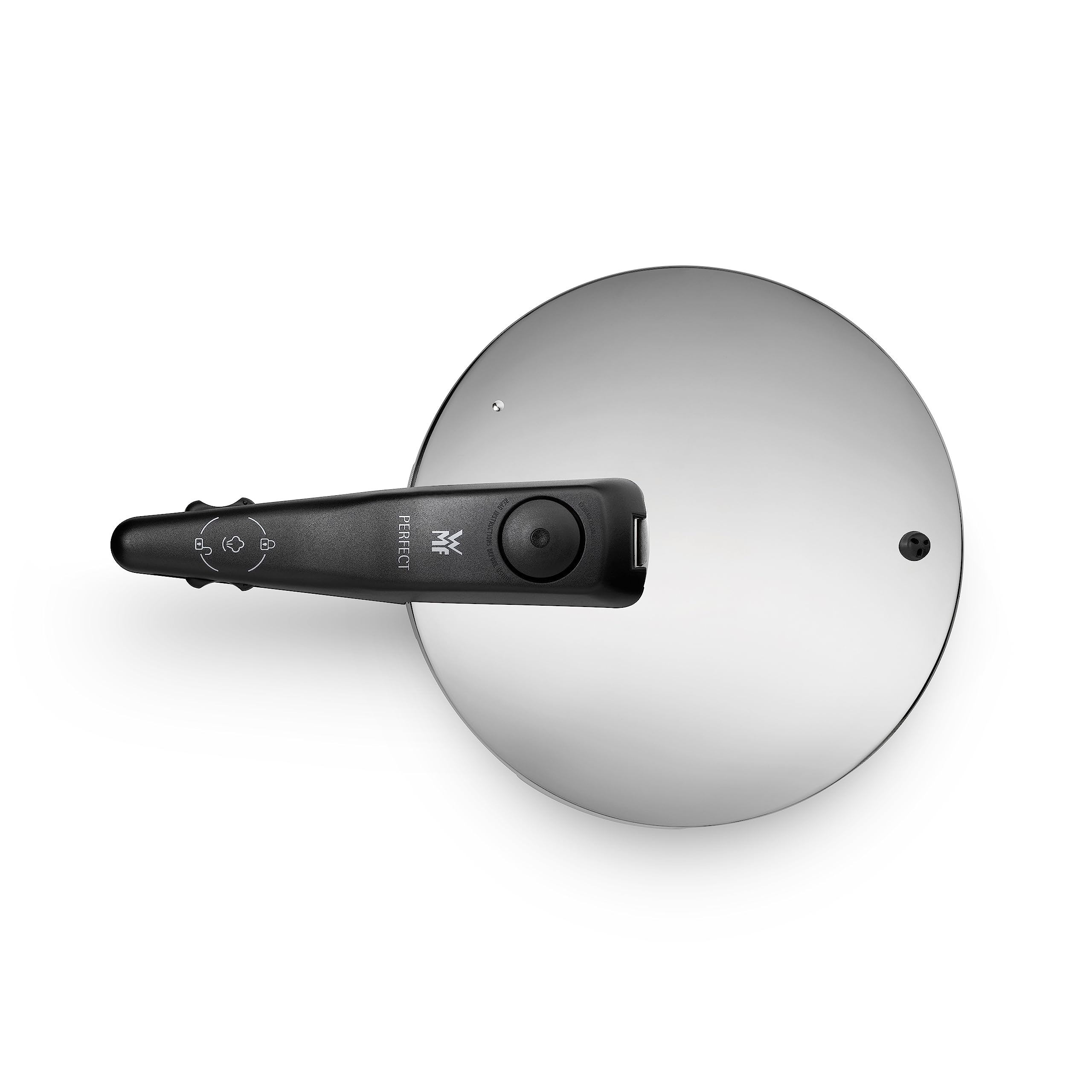 WMF Perfect Ersatzdeckel für Schnellkochtopf 3l, 4,5l, 6,5l 8,5l, Dampfkochtopf 22 cm, Cromargan Edelstahl poliert, Kunststoffgriff, 2 Kochstufen Einhand-Kochstufenregler
