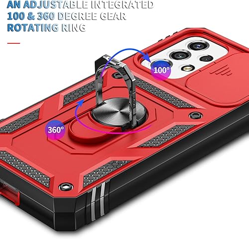 Miniatura 6 de PASNEW Funda para Samsung Galaxy A53 5G, cubierta de metal con función atril y cámara deslizante, grado militar, resistente, cuerpo completo, a