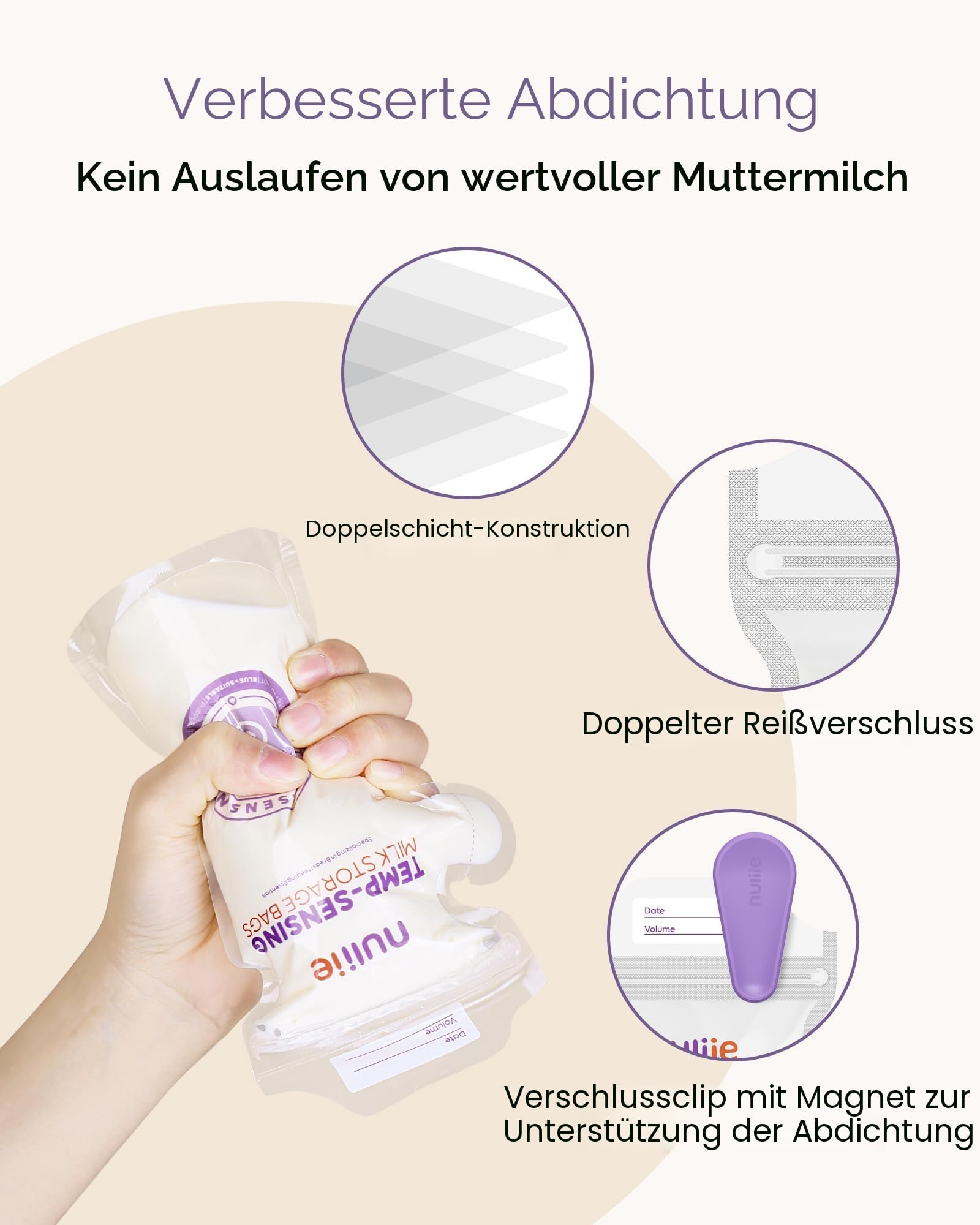 Nuliie 240 Stück Temp-Sensing Muttermilch Aufbewahrungstasche mit Verriegelungsklemme, 170 ml Muttermilch Aufbewahrungsbeutel Gefrierschrank mit Ausgießer, Milch Aufbewahrungsbeutel Muttermilch mit