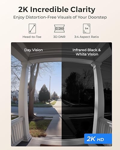Miniatura 2 de REOLINK Timbre de video 2K Cámara PoE con timbre, vista 34 de la cabeza a los pies, conversación de 2 vías, detección de personapaquete, impermeable