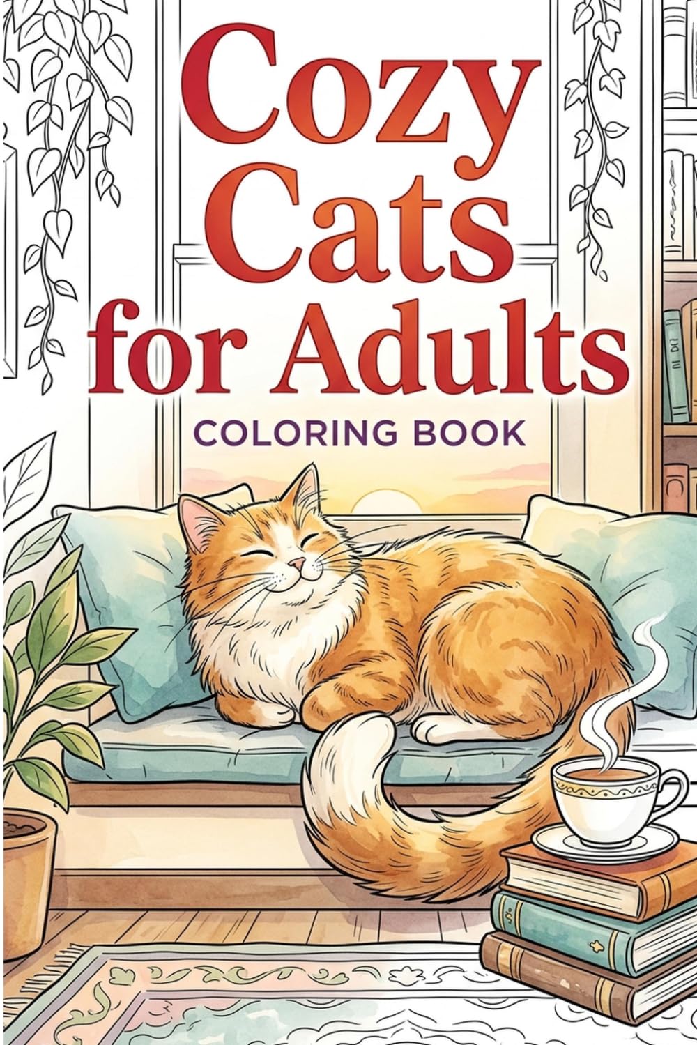 Cozy Cats Coloring Book for Adults: 25 Relaxing Feline Scenes to Inspire Calm and Creativity