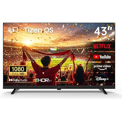 FPD Smart TV 43 Inch, 1080p FHD Television Powered by Tizen OS Compatible with Samsung TV Plus, Dolby Audio, HDR 10, SmartThings, Miracast, Gaming Hub, Voice Control Flat Screen TV (AT43-P1)