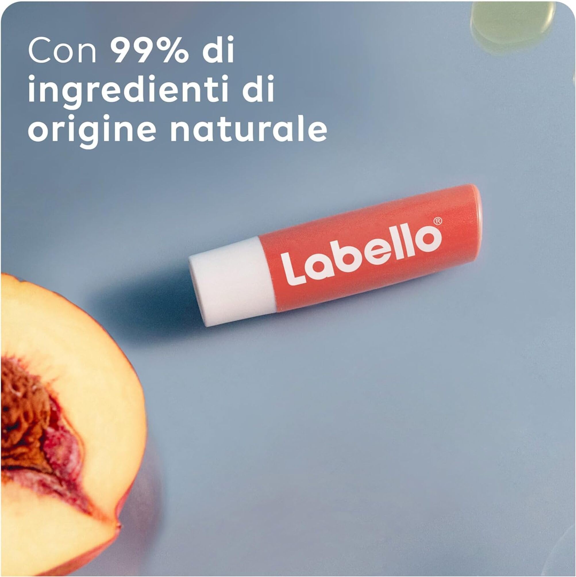 Labello Peach Shine Burrocacao Labbra 4.8 g, Balsamo Labbra Colorato All'Aroma Di Pesca, Lip Balm Idratante 24H Con Burro Di Karité E Ingredienti Naturali, Con Pigmenti Colorati