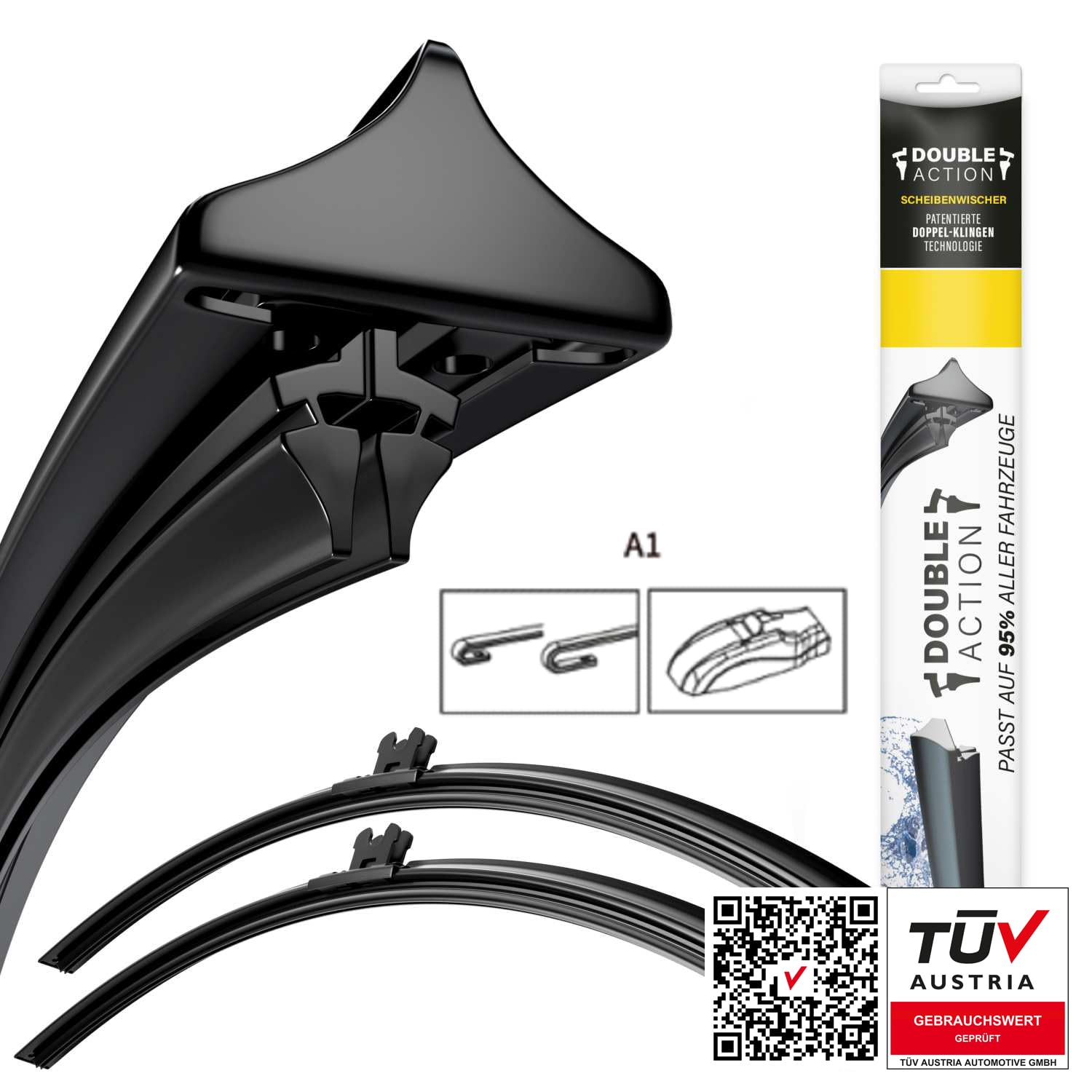 Doppelscheibenwischer kompatibel mit VOLVO 240 | Bj. 03/85-07/93 | Double Action | Premium Scheibenwischer für Frontscheibe | Länge: 450/450mm | Vorne | Hochwertige Scheibenwischer | Klare Sicht