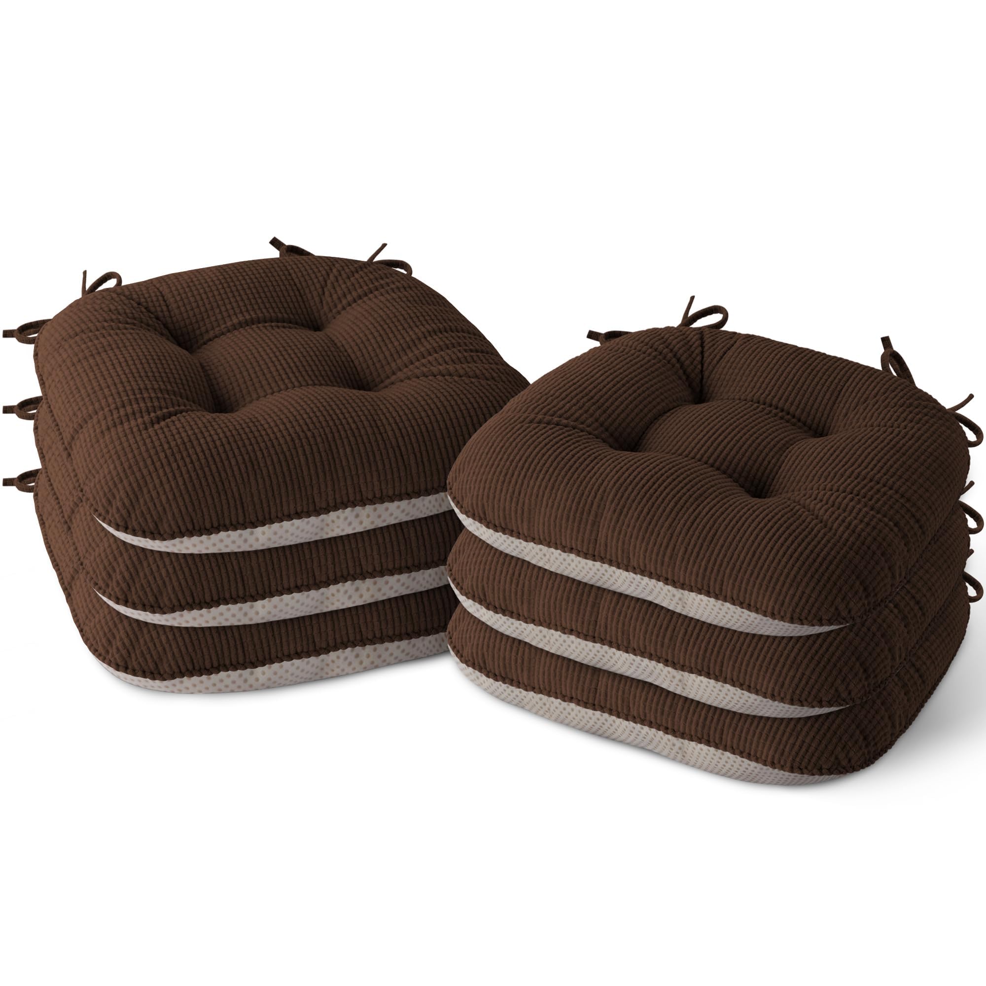 MineCozy Seat Cushions for Dining Chairs Set of 6, 43X40X7.5cm, Coffee