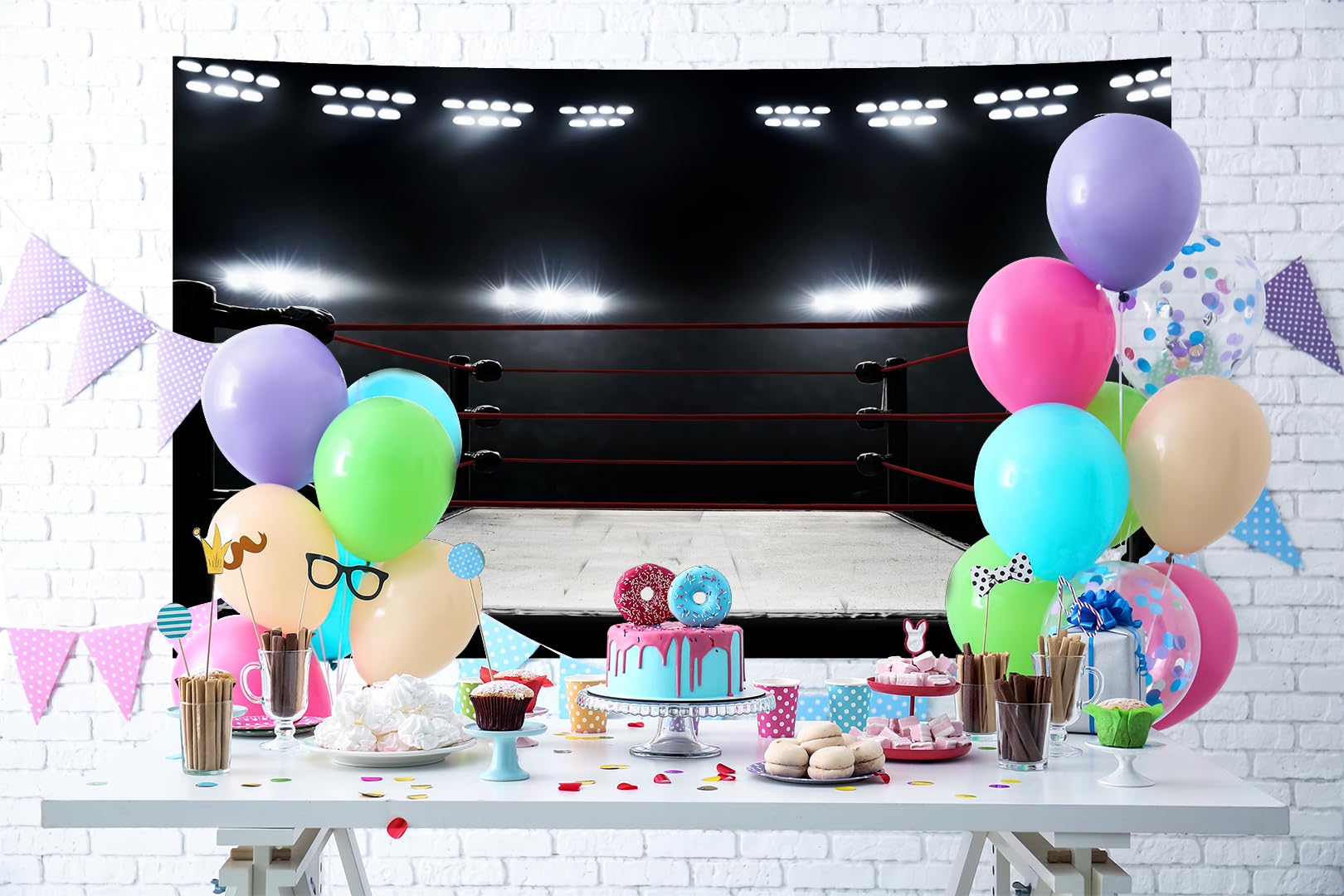 10X8ft Boxing Ring Backdrop Photography Background For Baby Shower, Wrestling Ring For Action Figures Birthday Party Backdrops Photo Booth Prop Decorations Wall Decor Tablecloth - View #7