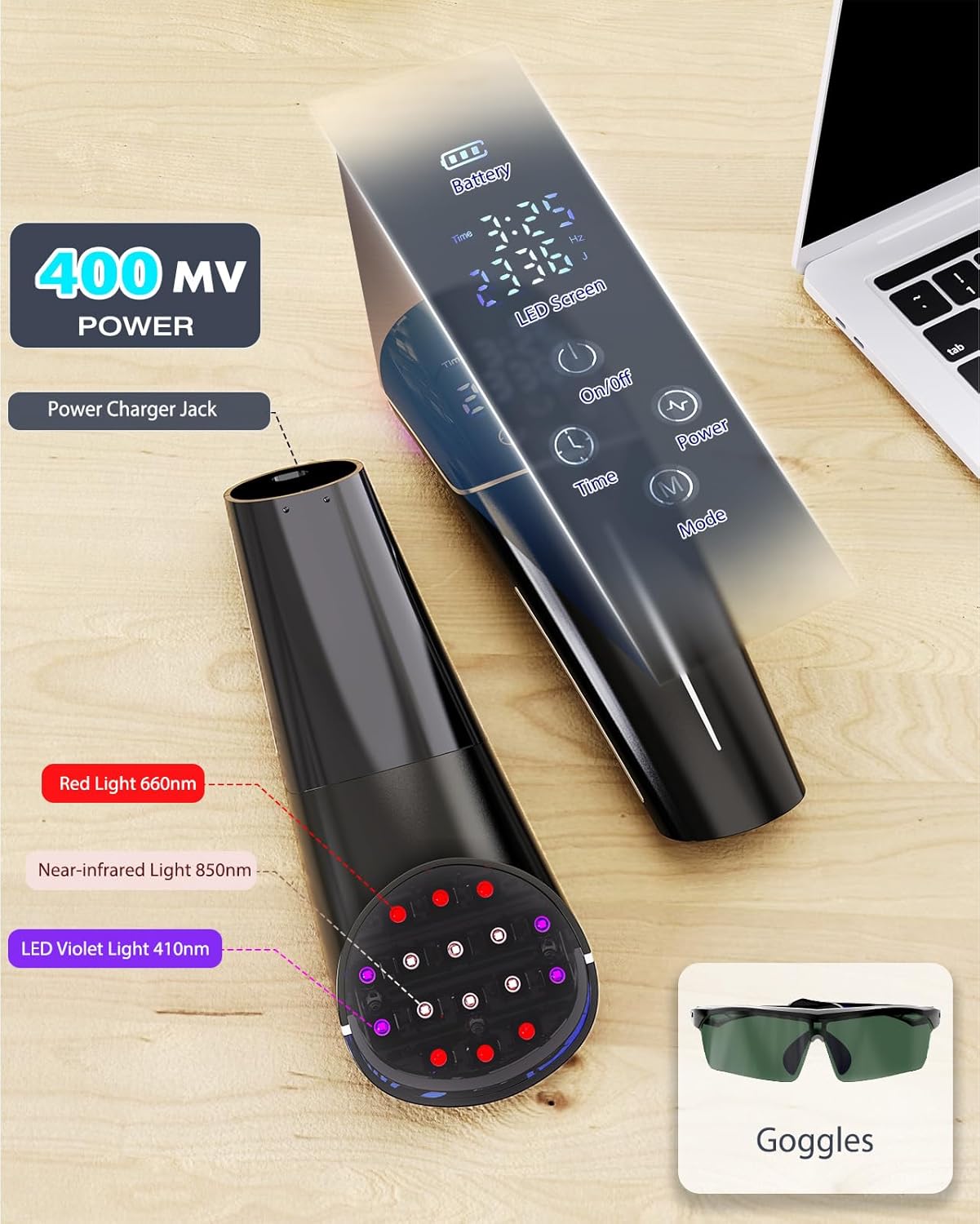 Red Light Therapy for Dogs, 410nm, 660nm & 850nm Handheld Infrared Red Light Therapy Device for Dog Arthritis Pain Relief, for Joint Pain and Reduce Inflammation, Infrared Light Therapy for Your Pets