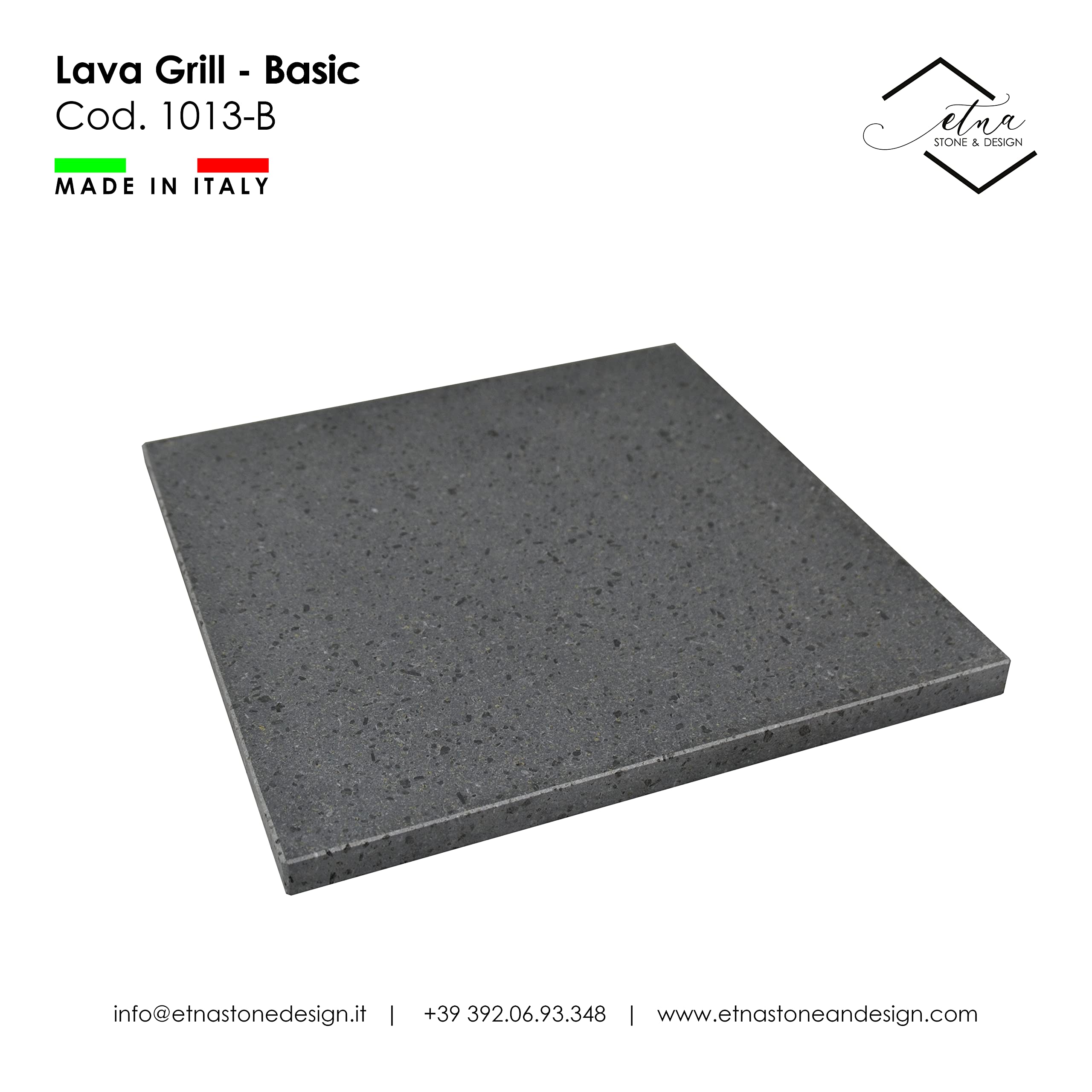 LAVA GRILL Basic 30 x 30 cm _ Sartén de piedra volcánica y etnea levantada para horno y barbacoa, cocinar carne, pescado, verduras y pizzas