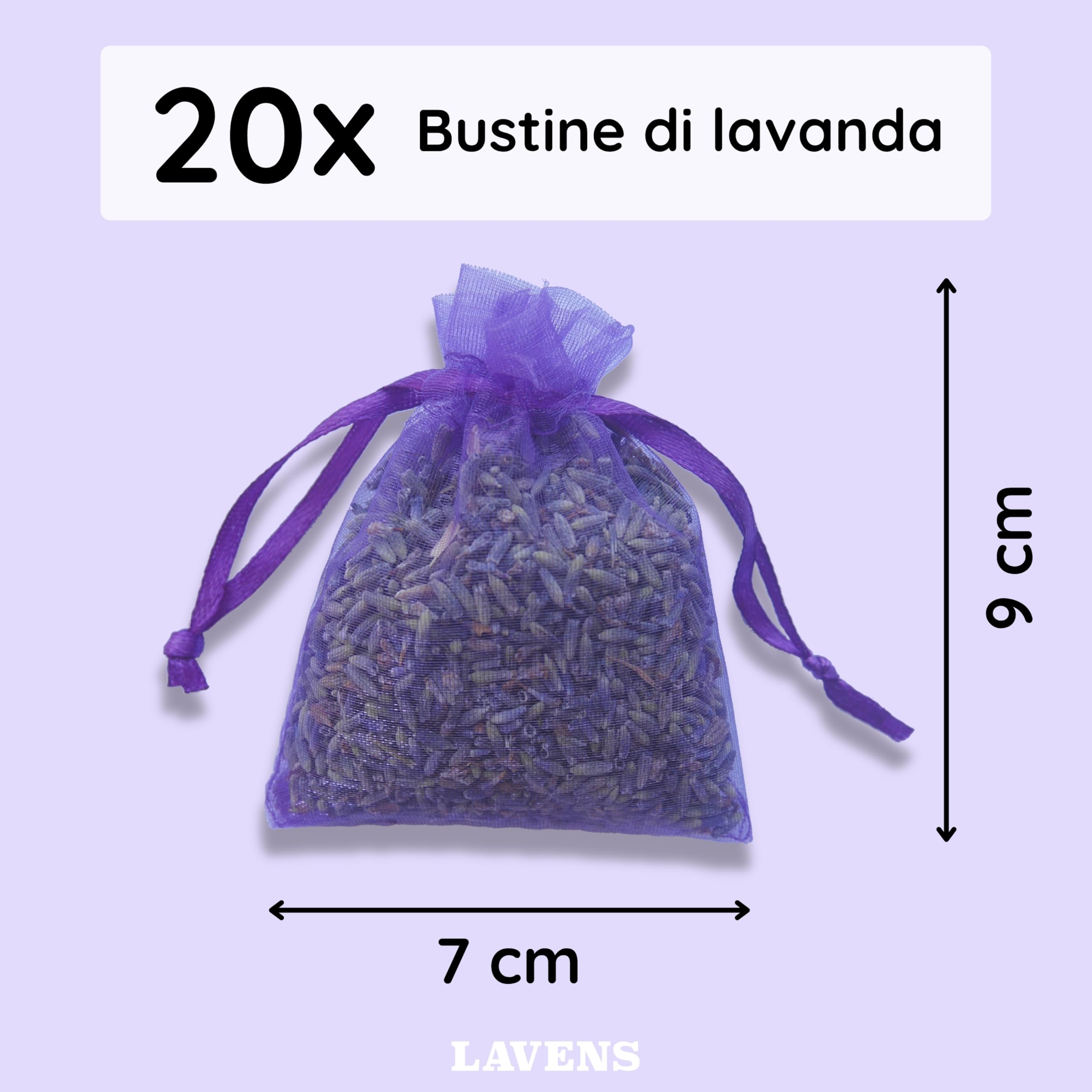20 sacchetti profumati alla lavanda - Agricoltura famigliare - Bustina profumata per guardaroba, biancheria e ripostiglio. Bustine di lavanda di qualità superiore. Origine Provenza Francia