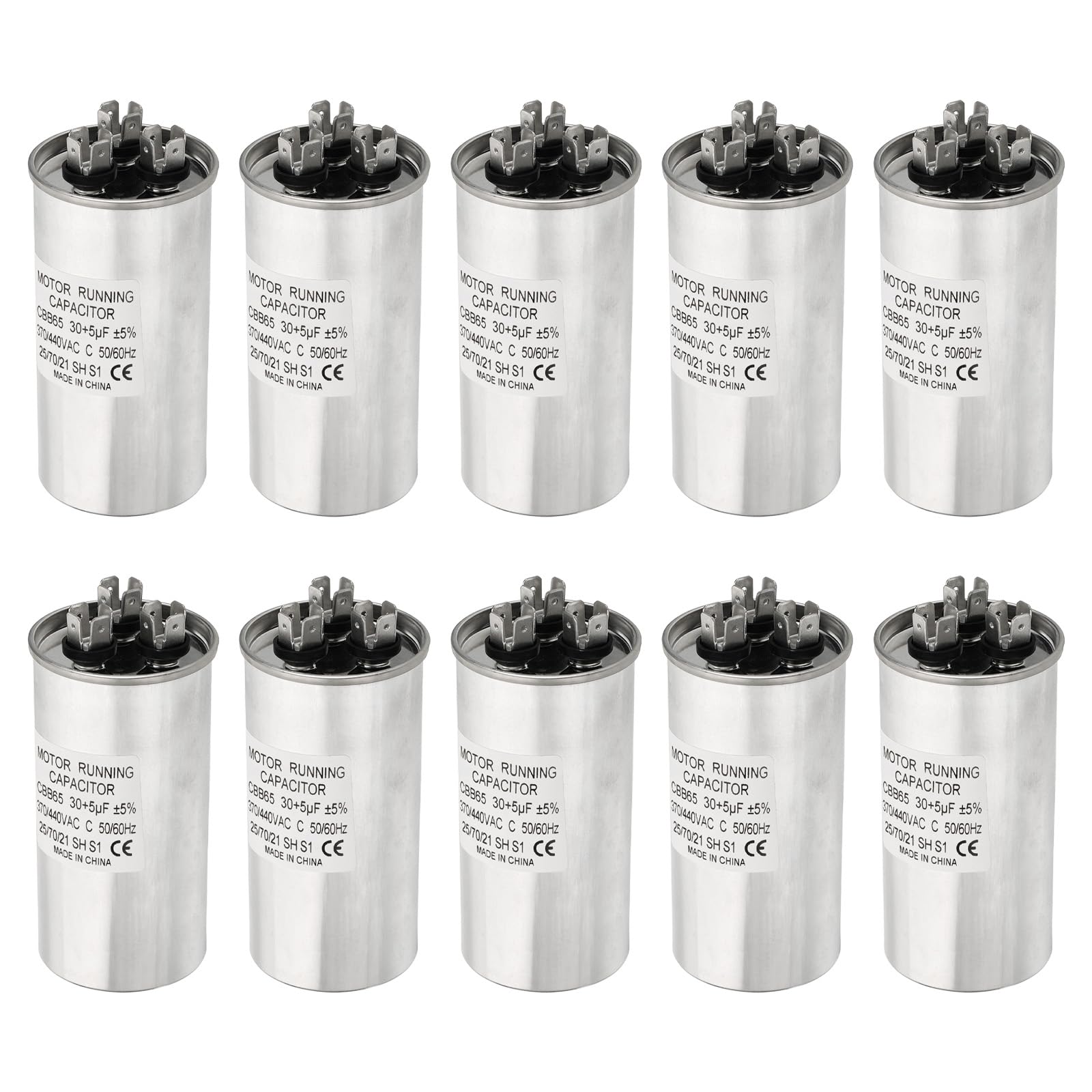 PATIKIL 30/5uF 30+5MFD 370-440V AC Condensador, 10 Piezas CBB65 Condensadores Arranque Motor Condensador Doble Funcionamiento Acondicionador Aire O Bomba Calor Condensador