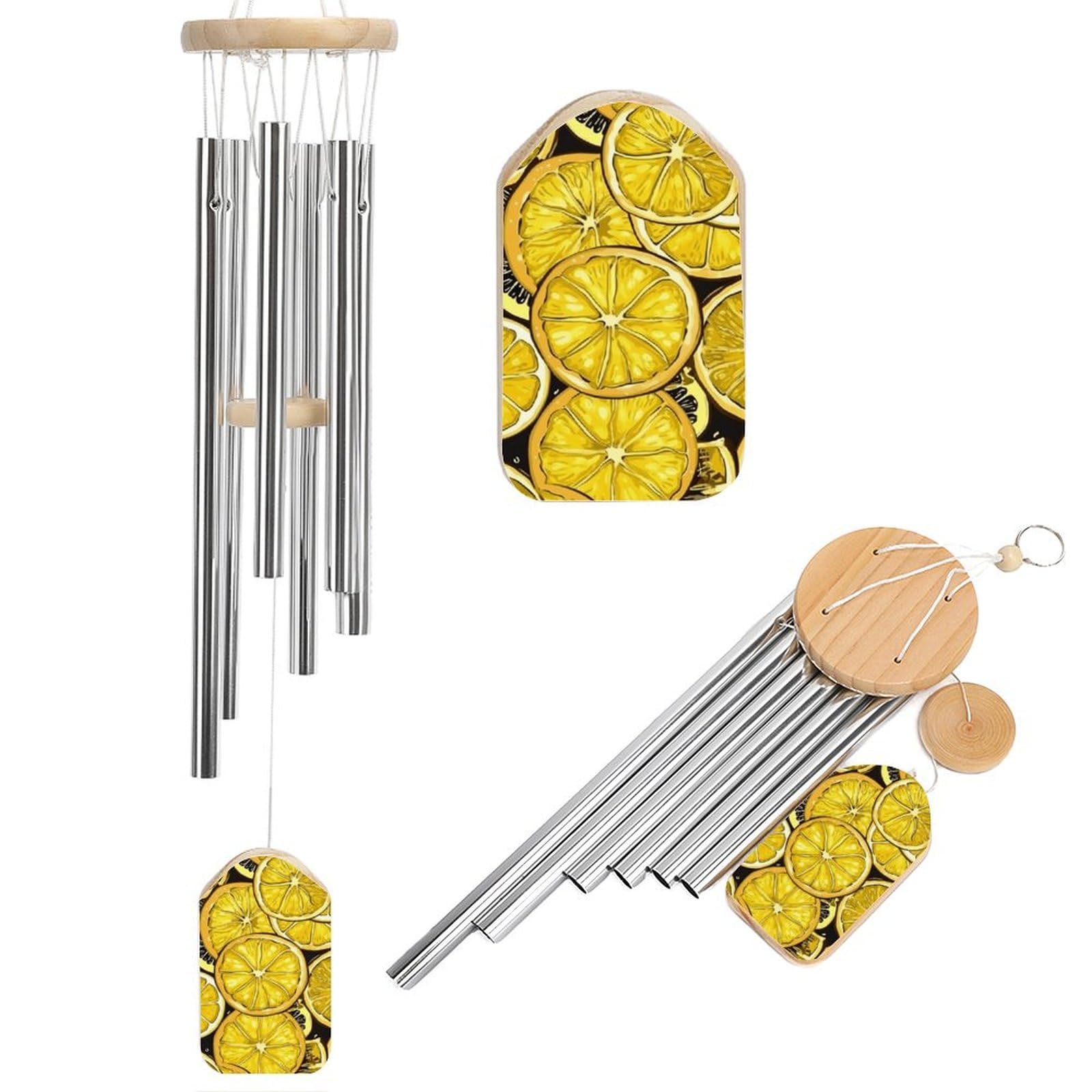 Outdoor Wind Chimes, Sliced Lemon Wallpaper Printed Wind Chimes,Simple Wind Chimes,Curtain Wind Chimes for Home Decoration