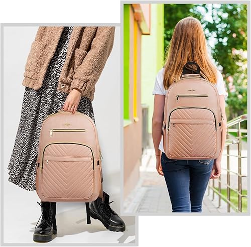 Miniatura 2 de YAMTION Mochila para mujer, mochila para laptop de 15.6 pulgadas para mujer, mochila USB para negocios, trabajo, oficina, universidad, color rosa