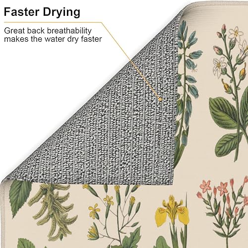 Vista 88 de Tapete de secado de platos de hojas florales verdes para encimera de cocina, 18 x 24 pulgadas, tapete absorbente reversible para platos Hoja floral