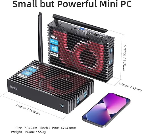Miniatura 3 de MeLE Mini PC sin ventilador PCG35HD N5105 Micro computadora, 8 GB 128 GB servidor de escritorio pequeño, soporte triple monitor 4K WiFi5 Gigabit