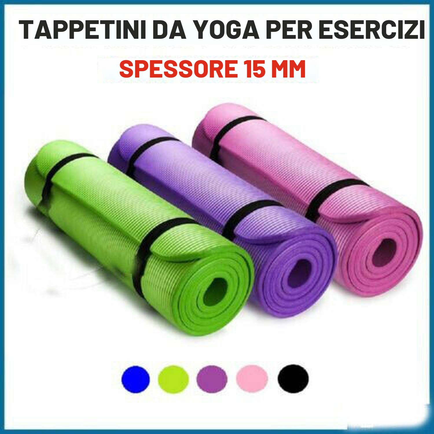 ausuky Spessi tappetini da yoga antiscivolo da 15 mm per esercizio fisico e fitness, perdere peso, per meditazione e pilates
