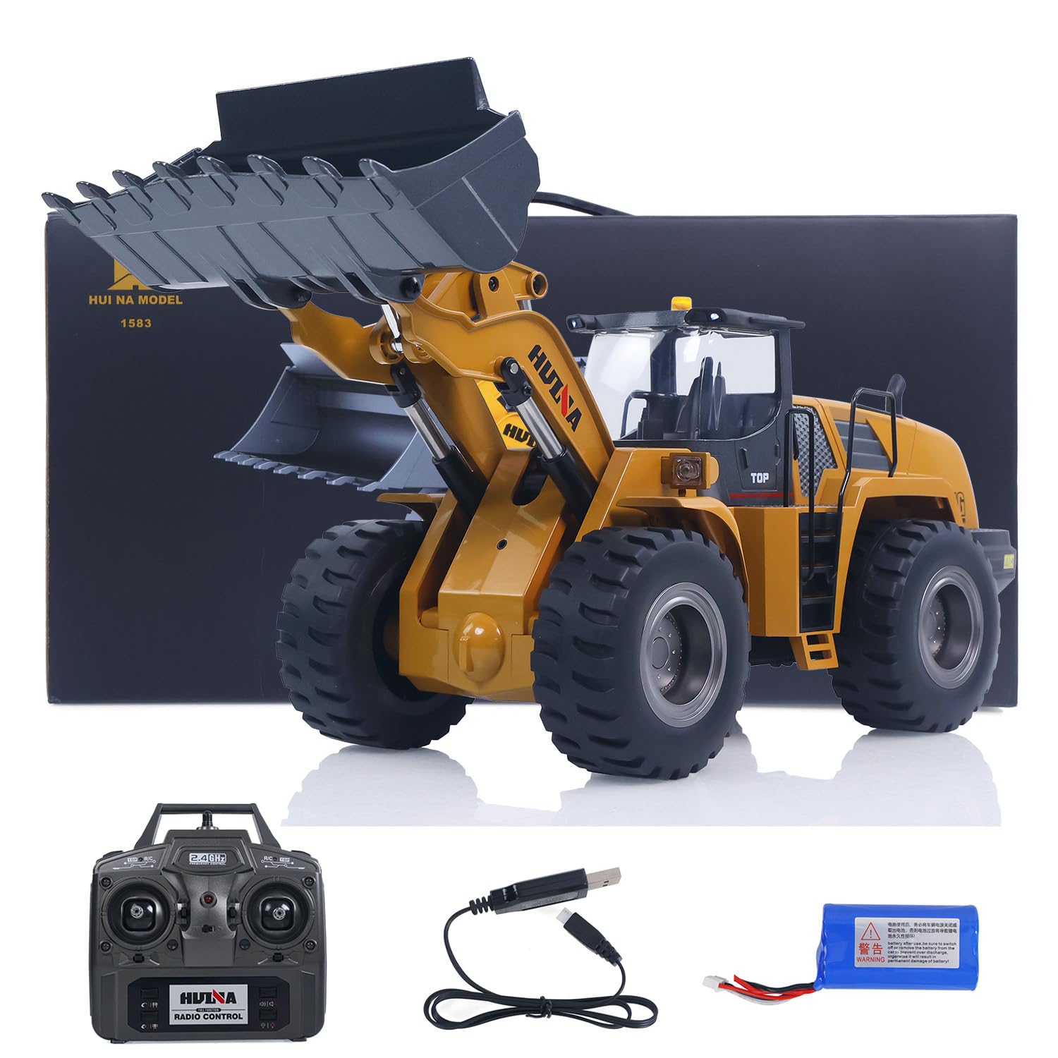 HUINA 1:14 Cargador RC 2,4G 10CH 1583 RTR Sistema de elevación eléctrico iluminado por sonido remoto vehículos