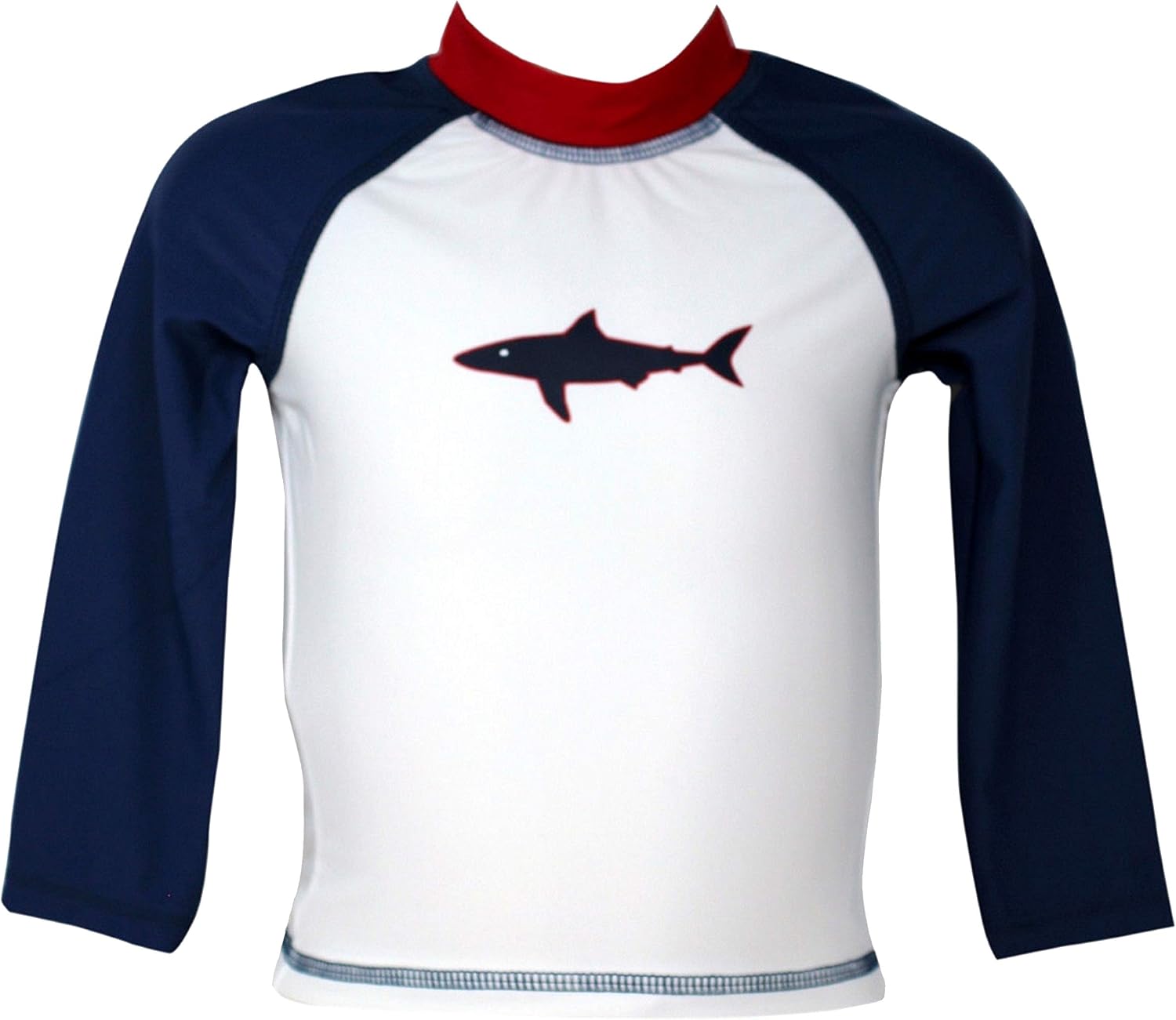 Ex High End High Street Boy's Shark Rash Guard Vest Full Sleeves in Blue Indigo UPF 50 Protection