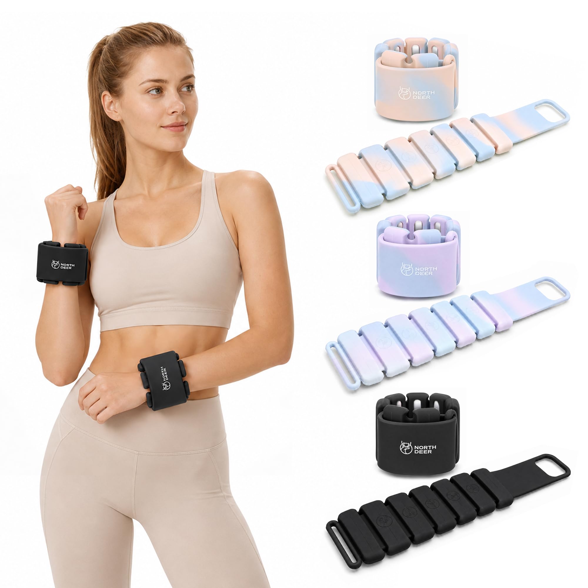 Northdeer Adjustable Ankle Weights Set for Exercise, 2 x 0.5kg,Black
