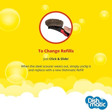 Dishmatic Scrubbee Washing-Up Stainless Steel Scourer for BBQ, Grill, Oven Kitchen Washing-Up Handle with Easy-Grip Handle