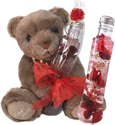 Amazon ハーバリウム プレゼント ぬいぐるみ ギフト ラッピング ベア ブラウン Mサイズ プリザーブドフラワー オンライン通販