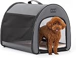PETSFIT Crate de chien doux, Crate du chien de voyage - 19 Inch Léger, spacieux, facile à installer, baraquement de chien portable robuste avec tapis épais gris