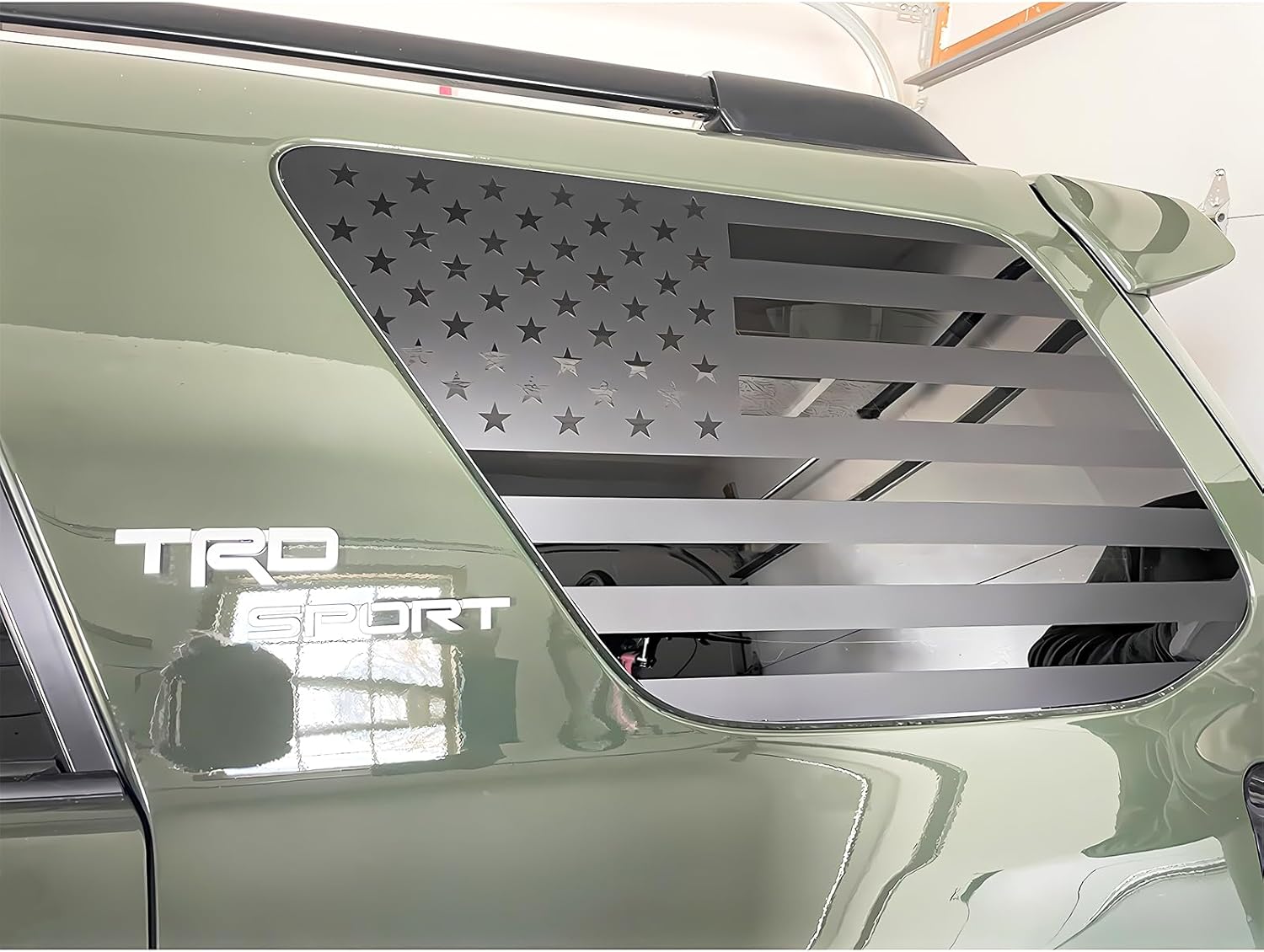 Rear Flag Window Decal Fits Toyota 4Runner 5th Gen Accessories 2010-2017 2018 2019 2020 2021 2022 2023 2024, Precut Back Side Window Vinyl American Glass USA Sticker Exterior Accessories Matte Black