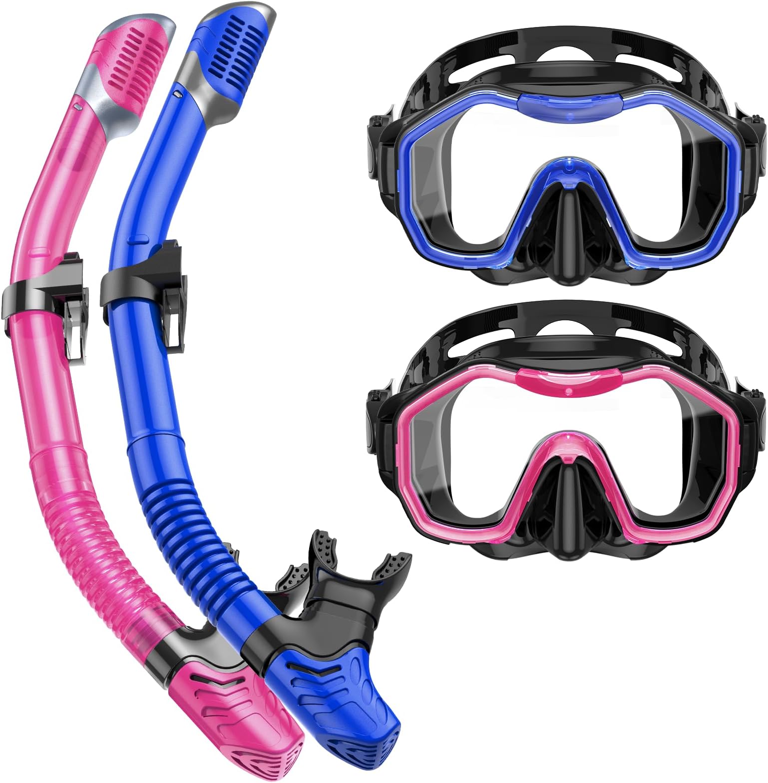 Snorkeling Gear for Adults Kids, Dry-Top Snorkel Set, 180°Panoramic Wide View Diving Mask Breathing Freely Snorkel Mask for Snorkeling Scuba Diving Swimming Travel