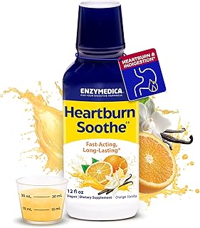 Enzymedica Heartburn Soothe Liquid Supplement - All Natural Reflux Support, Balances Acid & pH Levels with Alginate, Fast-Acting Acid Support Alternative for Digestive Health, Vanilla Orange- 12 fl oz