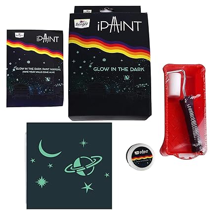 Berger iPaint DIY Glow in Dark Wall Painting Kit - Galaxy Design with 2