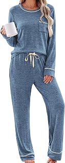 WIHOLL Pajamas for Women Set Soft Pjs Long Sleeve Two Piece Lounge Sets | Fall Sleepwear with Pockets XS-2XL