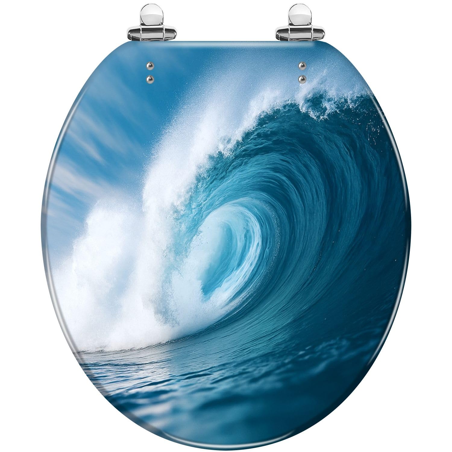 Tazyyzuu Multi3 Creative Gold Green Tropical Palm Leaves Resin Round Toilet Seat Slow Close Lid Quick-Release Hinge Easy Clean(,16.5X14.5)