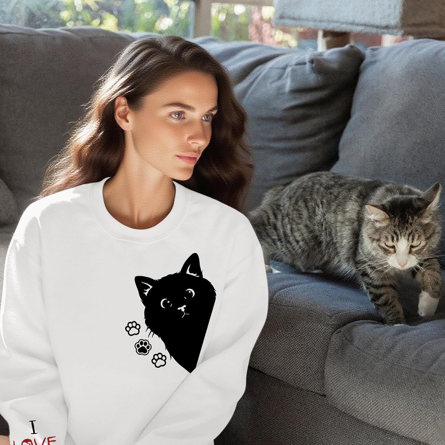Cat Sweatshirts for Women Funny Graphic Sweatshirt Cute Paw Printed Long Sleeve Shirts Cat Claws Pullover Tops - Image 4