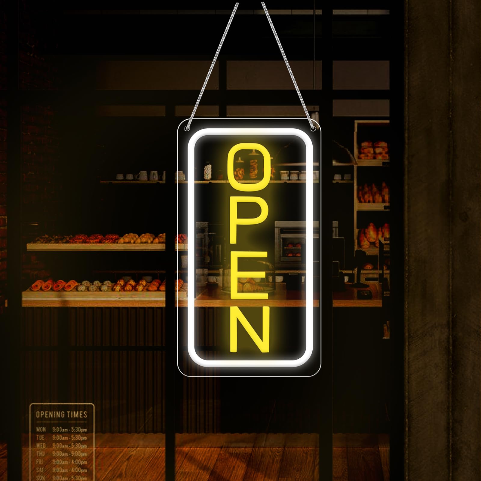 PORFOYO Cartello aperto al neon, 18.8 x 38 cm, luce al neon, alimentato da USB, per bar, club, negozi, ristoranti, caffè