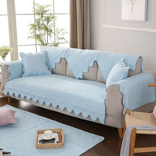 Miniatura 3 de Funda de sofá de algodón con bordado de hojas y flores, antideslizante, acolchada, protector de muebles para perros, niños y mascotas, lavable a