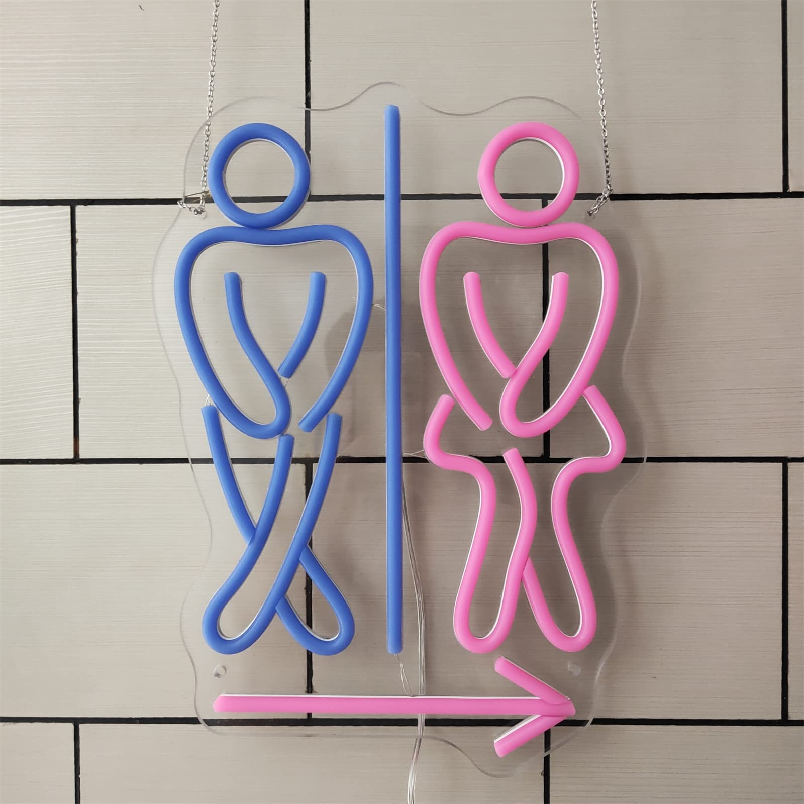 Insegna Al Neon LED Per WC Con Dimmer - Scritta Personalizzabile Per Bagno, Bar O Negozio - 40x15cm