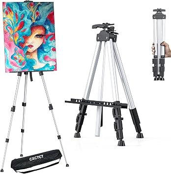 Lightweight Aluminum Easel Stand Adjustable Art Easel Portable Stand Up Drawing Easels Standing for Painting