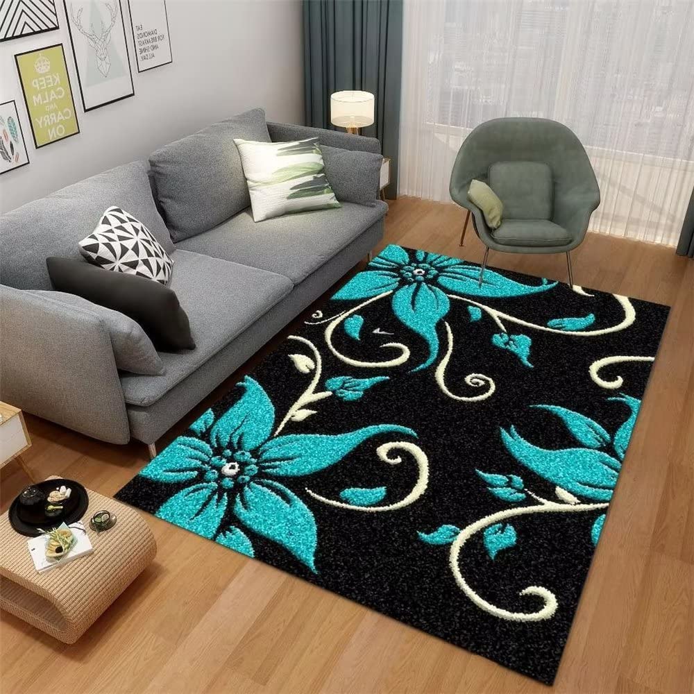 Tapis enfant garçon chambre fille bleu 100x200cm grand tapis d'étude déco salon