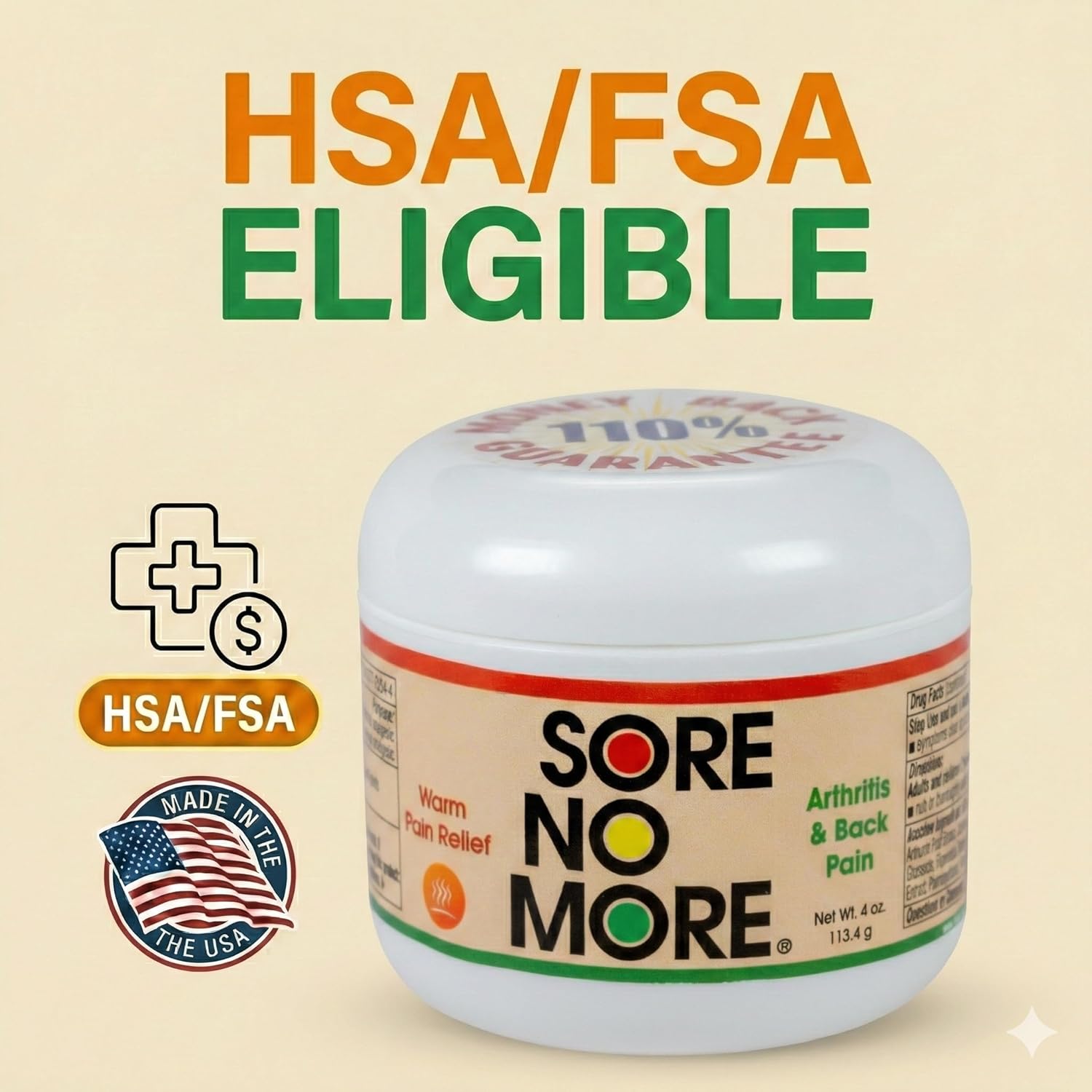 Sore No More Warm Arthritis Pain Relief Cream – Targeted Reliever for Back, Neck, Hands & Feet – Soothing & Fast-Acting Formula for Aches and Pains – Non-Greasy with Orange Aroma – 4 oz - Image 3