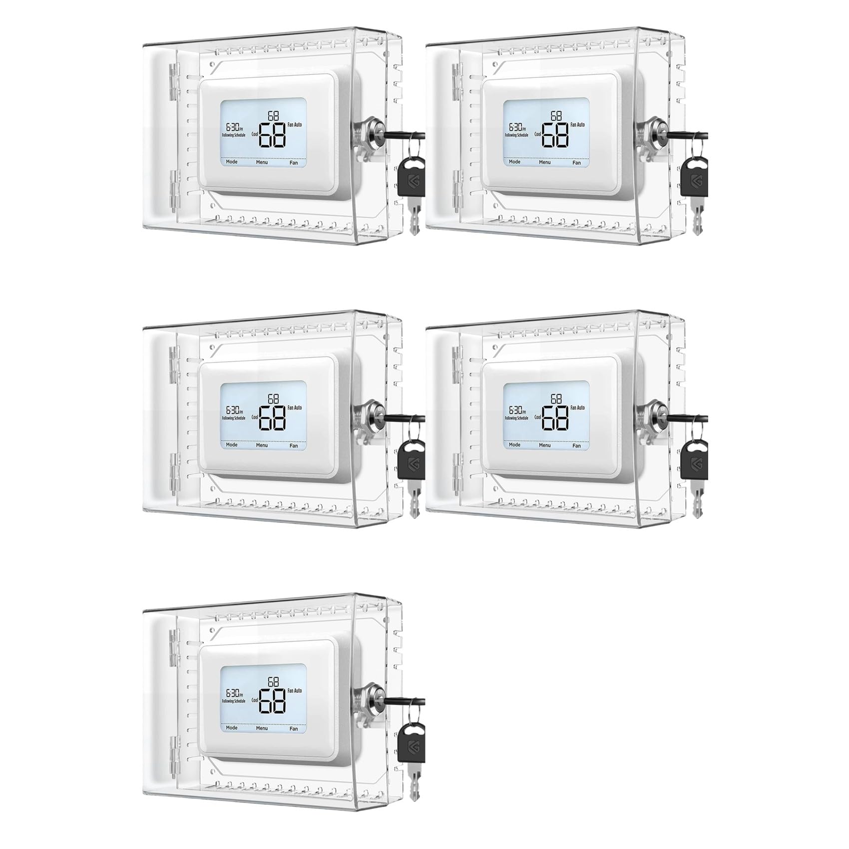 Jnchdghwa Transparent 5X Large Thermostat Lock Box Cover With Key, Clear Thermostat Cover Fits Thermostats 5H X 6Inch W Or Smaller