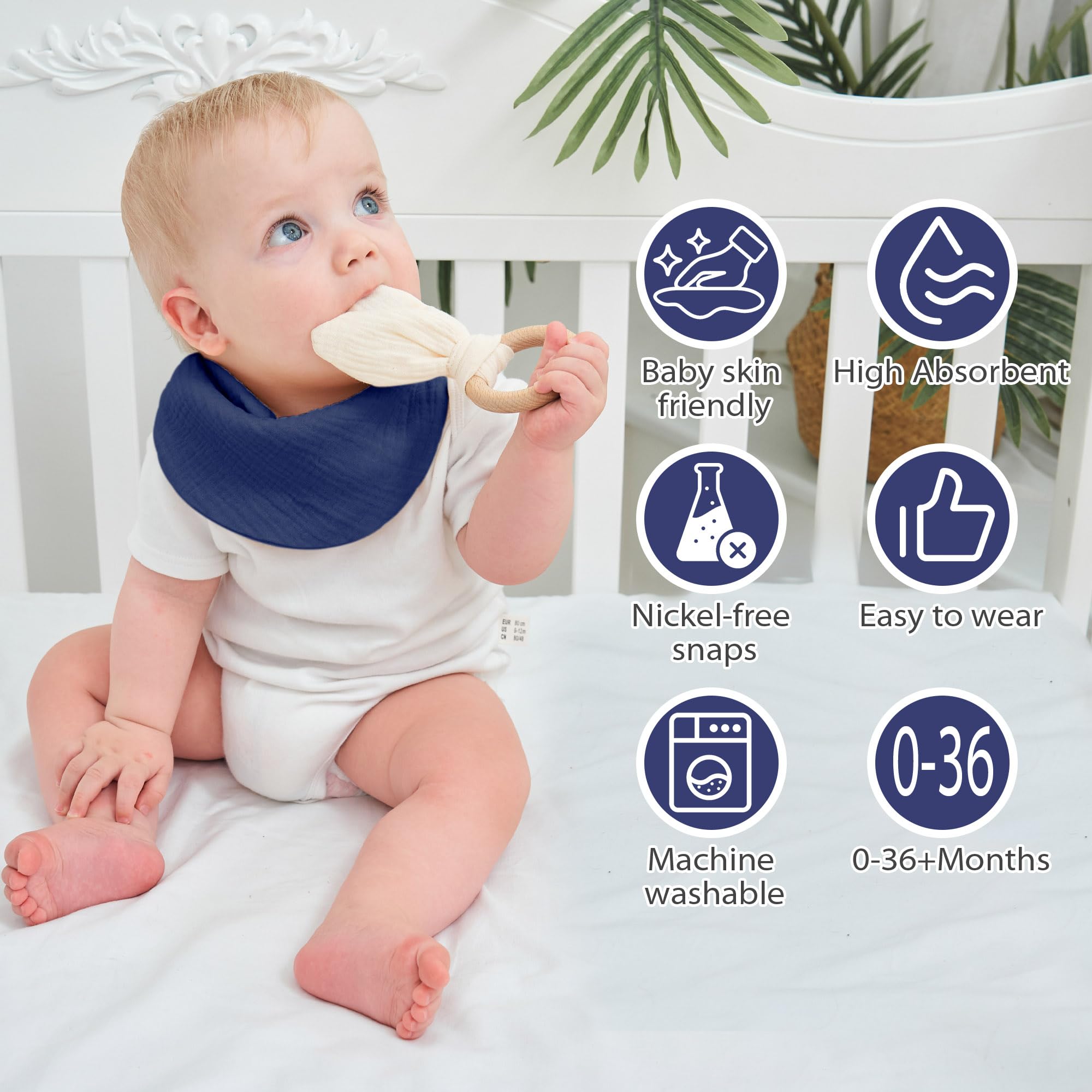 Miracle Baby Bavoirs Bandana Bébé Mousseline 4 Pièces 0-36 Mois