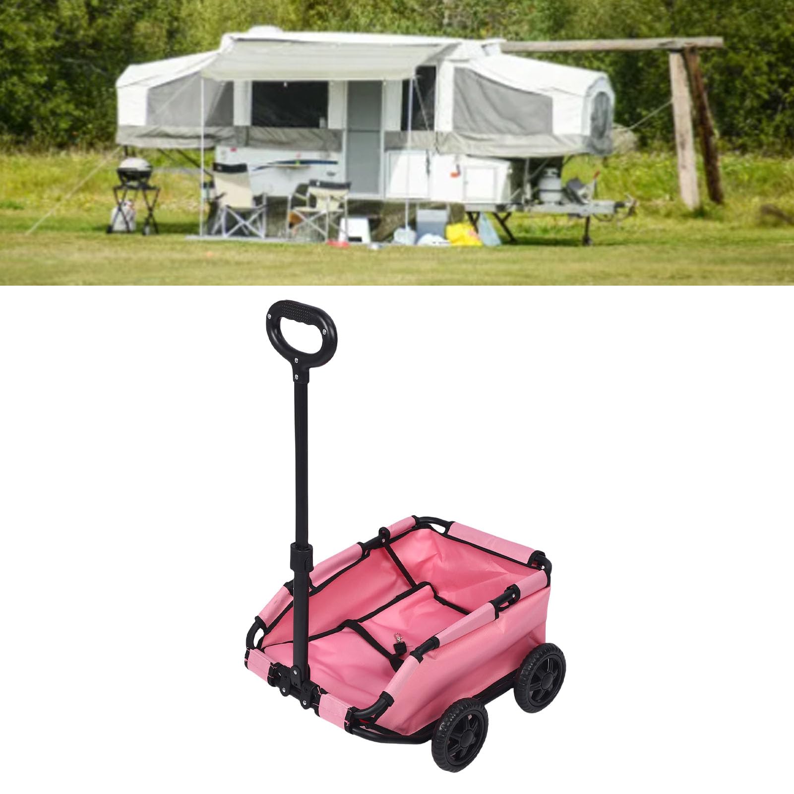 ciciglow Passeggino per Animali Domestici, Carrello per Animali Domestici a 4 Ruote Pieghevole Multifunzionale, Passeggino per Cane Compatto Pieghevole Leggero per Viaggi in Campeggio (PINK)