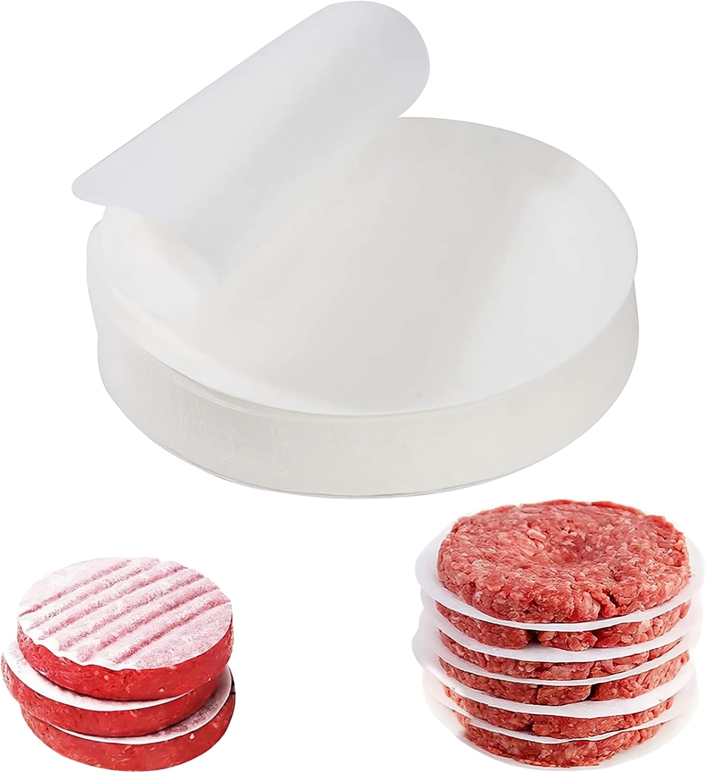 Round Burger Non-stick Paper Sheets, Greaseproof Burger Press Wax Discs [12 CM Diameter x 500 Sheets] Baking Parchment Circles for Patty Meat Beef Cookies Storing Cake Tin Baking Pans - Pack Of 500