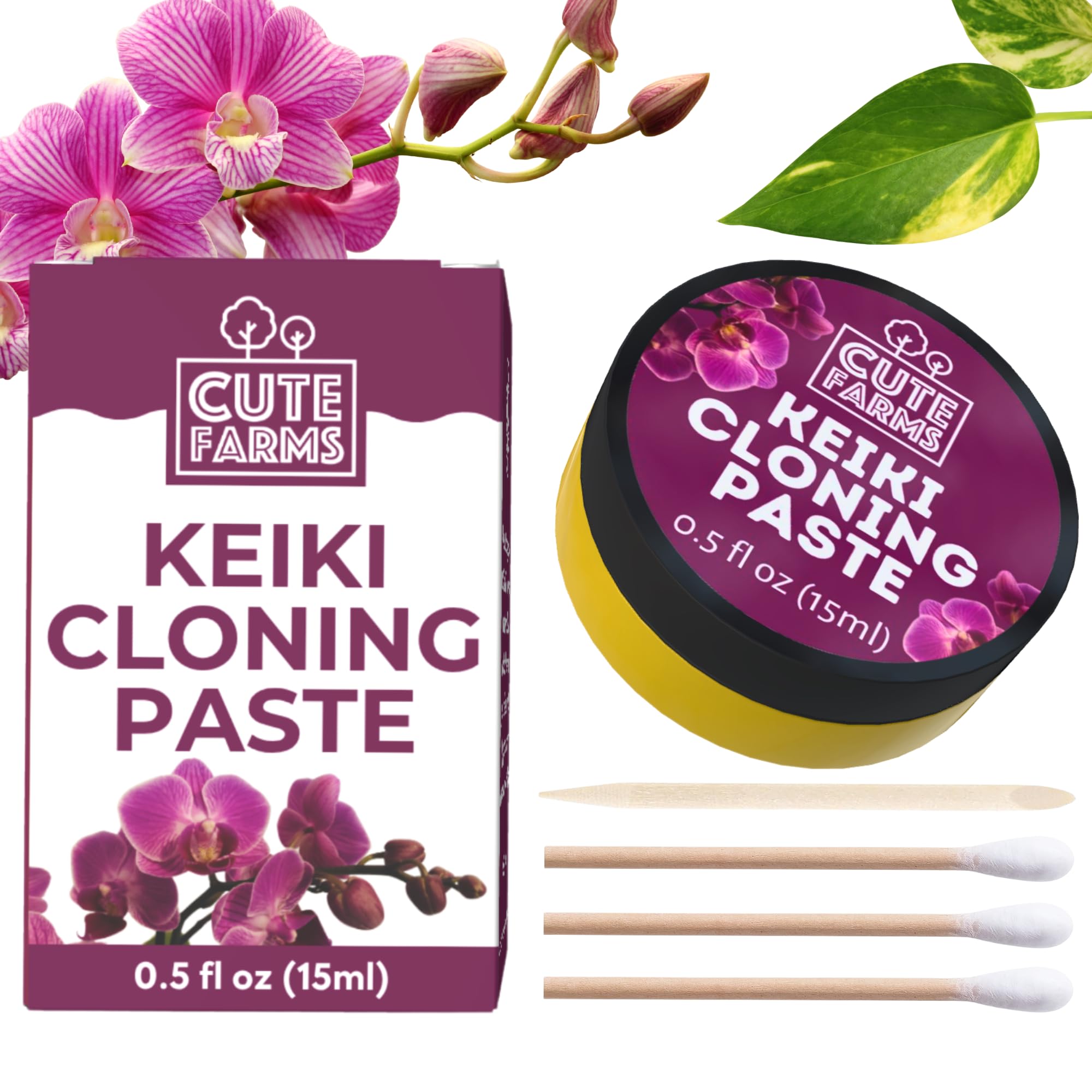 Keiki Cloning Paste for Orchids & Houseplants - 2X Size - Create New Growth with Cute Farms Hormone Gel - 0.5o